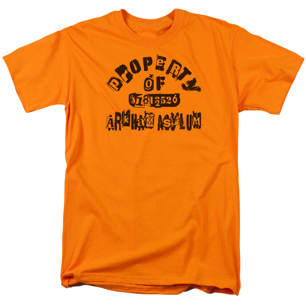 Batman - Property Of Arkham - Short Sleeve Adult 18/1 - Orange T-shirt