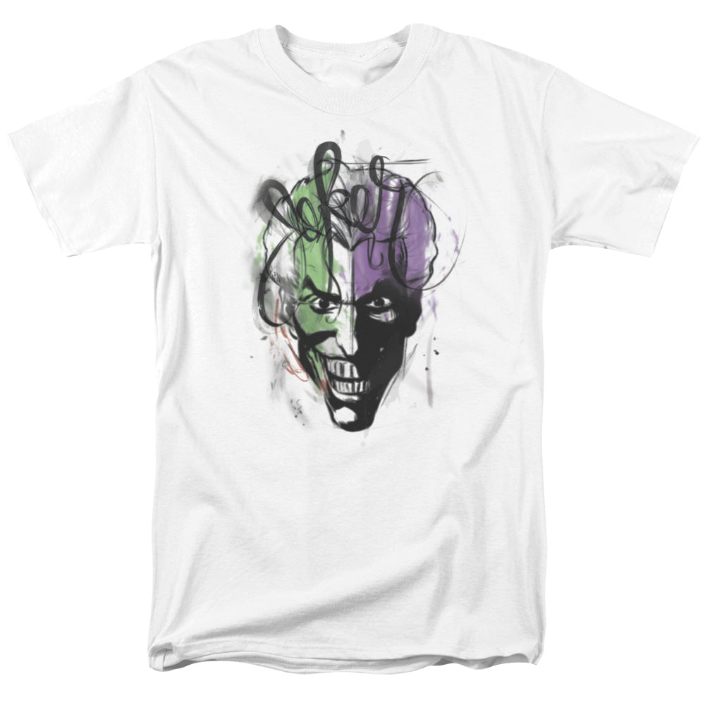 Batman - Joker Airbrush - Short Sleeve Adult 18/1 - White T-shirt