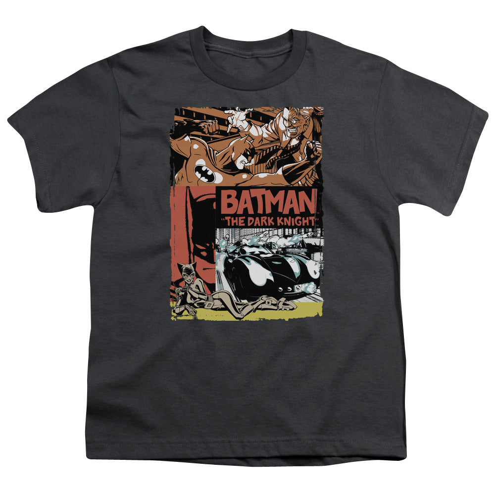 Batman - Old Movie Poster - Short Sleeve Youth 18/1 - Charcoal T-shirt