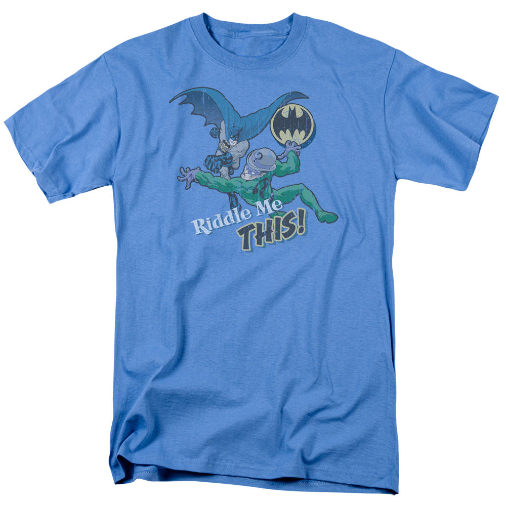 Batman - Riddle Me This - Short Sleeve Adult 18/1 - Carolina Blue T-shirt