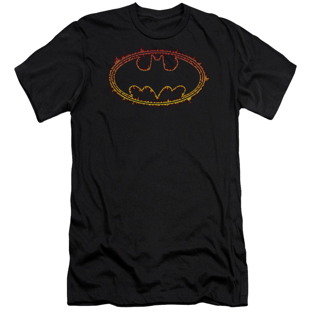 Batman - Flame Outlined Logo-premuim Canvas Adult Slim Fit 30/1 - Black