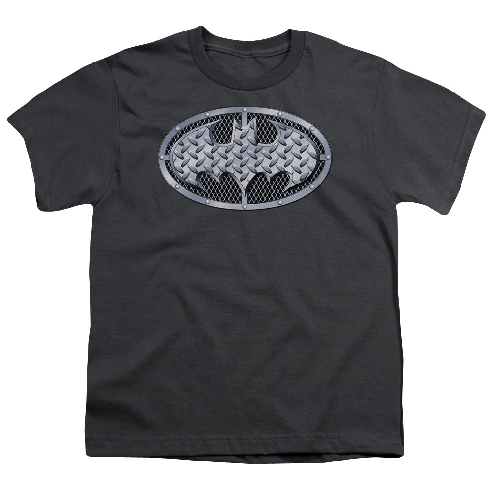 Batman - Steel Mesh Shield - Short Sleeve Youth 18/1 - Charcoal T-shirt