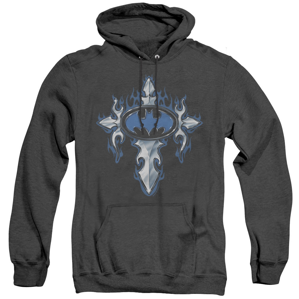Batman - Gothic Steel Logo - Adult Heather Hoodie - Black
