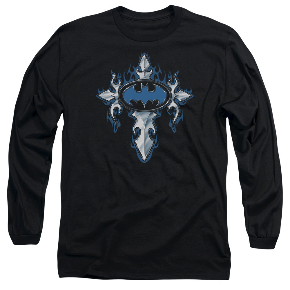 Batman - Gothic Steel Logo - Long Sleeve Adult 18/1 - Black T-shirt