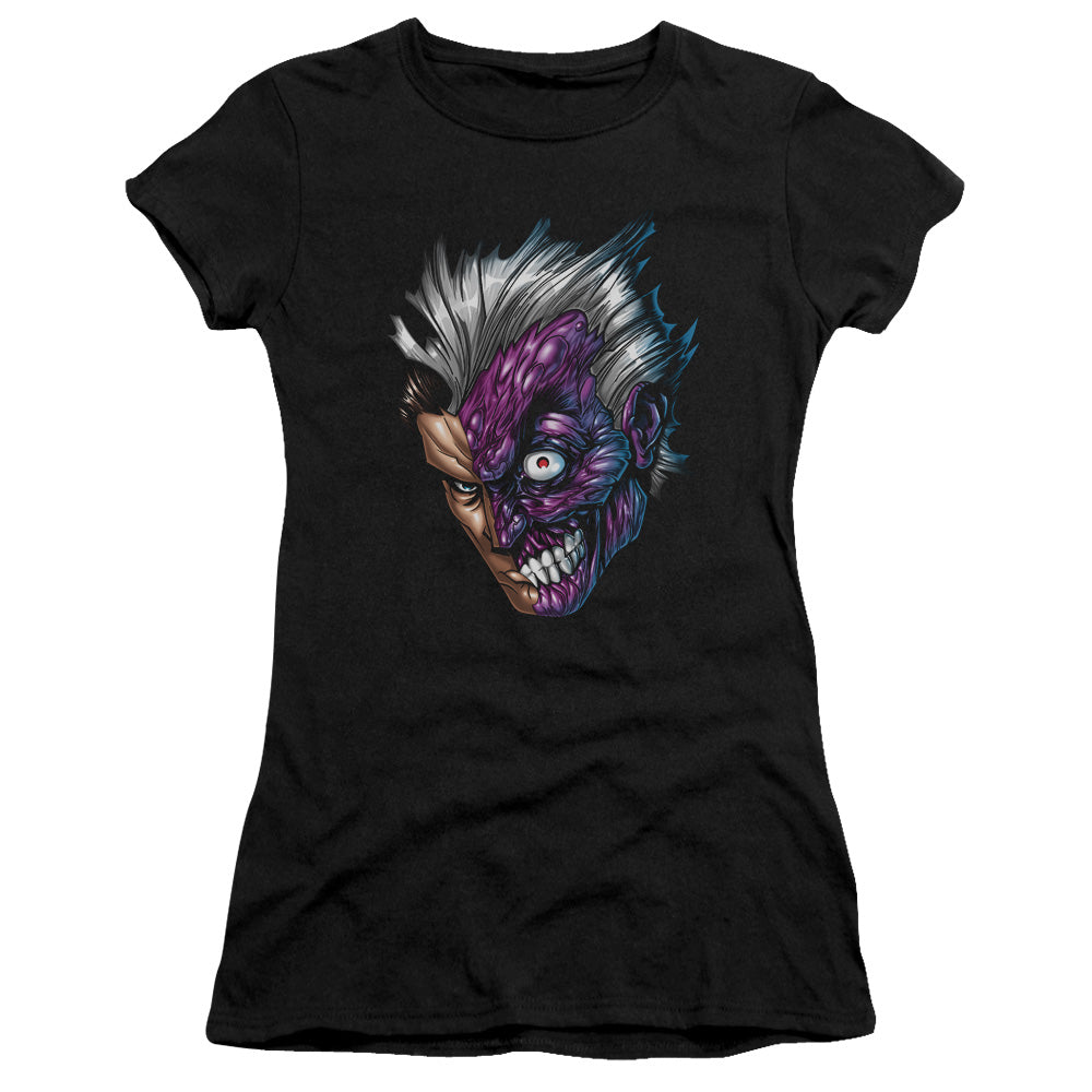 Batman - Just Face - Short Sleeve Junior Sheer - Black T-shirt