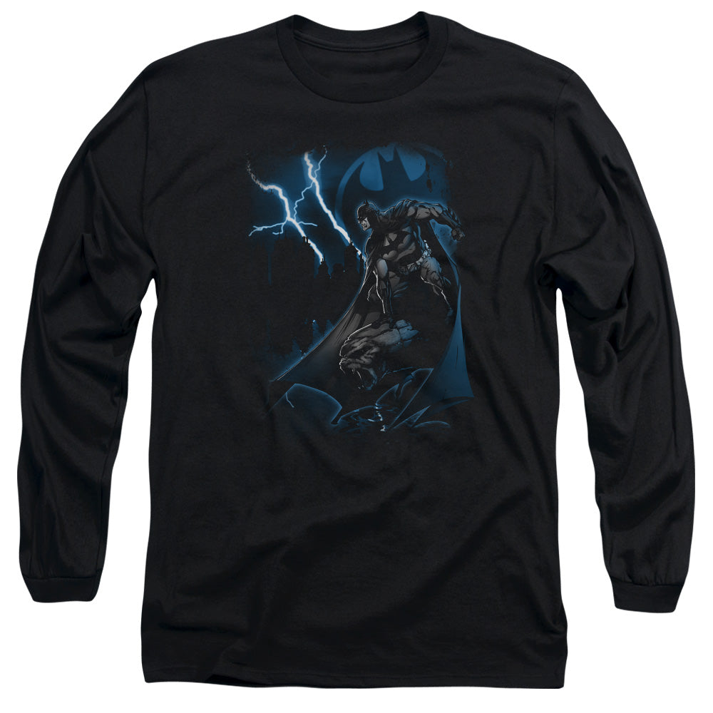 Batman - Lightning Strikes - Long Sleeve Adult 18/1 - Black T-shirt