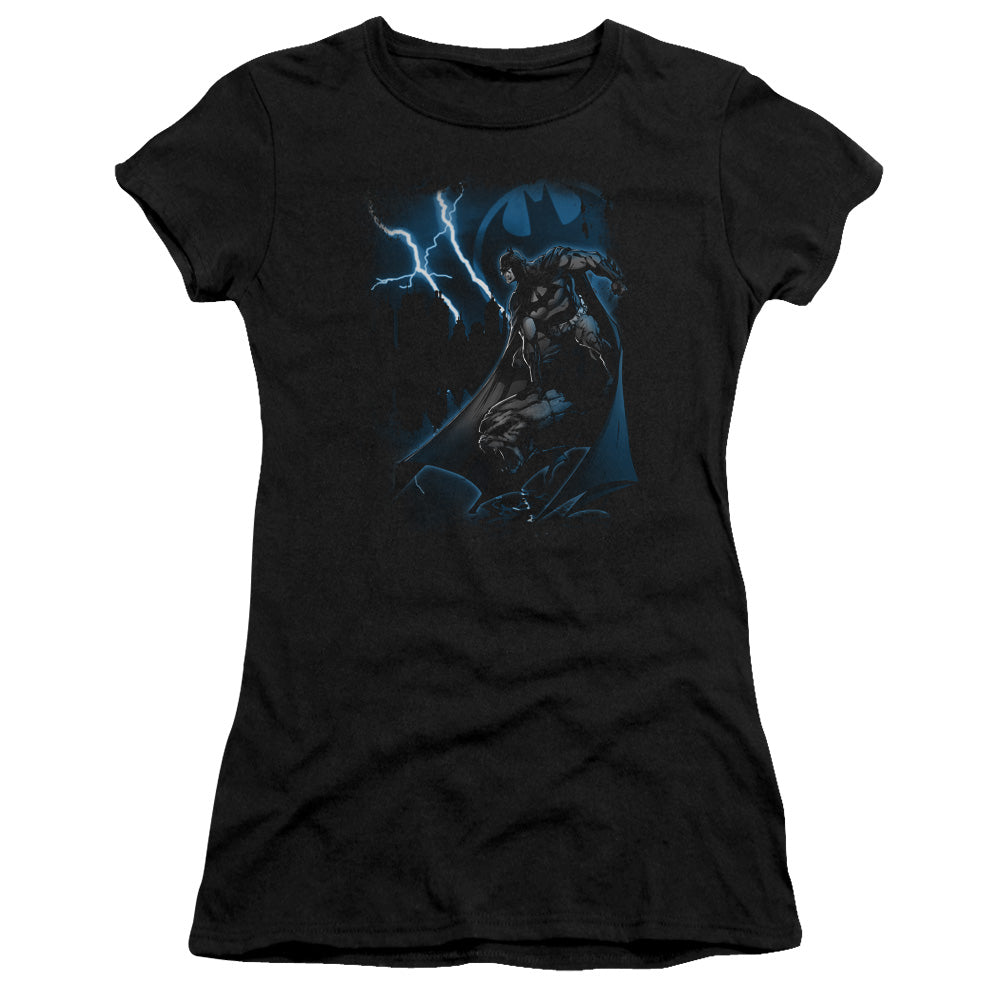 Batman - Lightning Strikes - Short Sleeve Junior Sheer - Black T-shirt