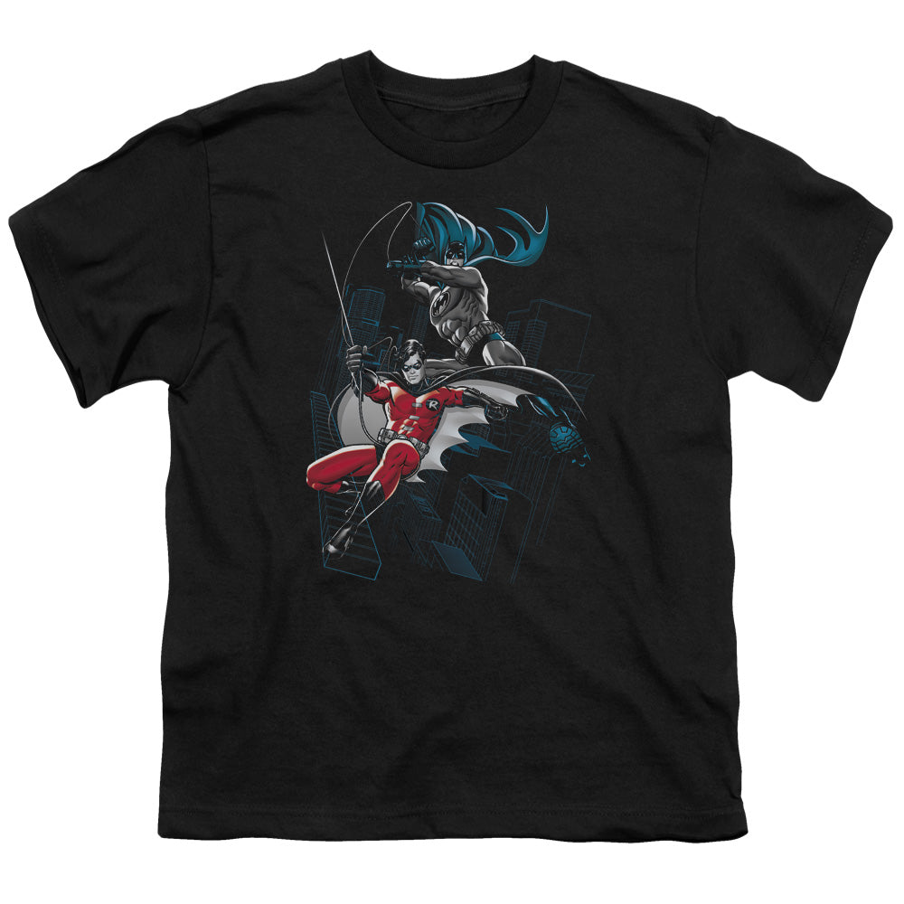 Batman - Black And White - Short Sleeve Youth 18/1 - Black T-shirt