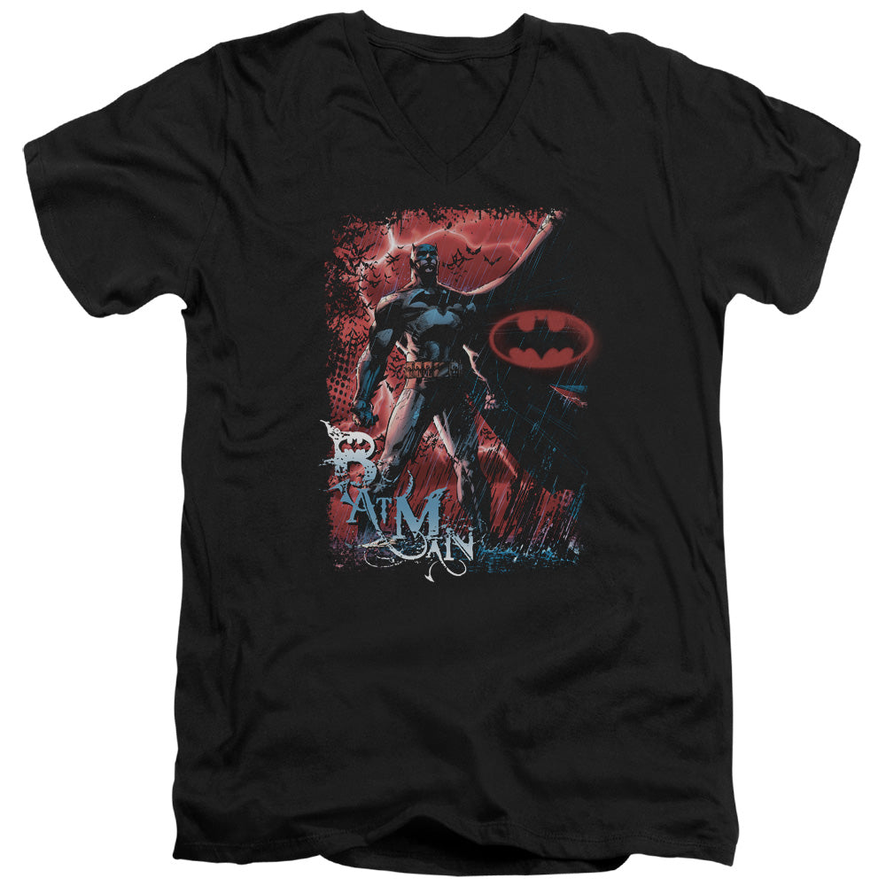 Batman - Gotham Reign - Short Sleeve Adult V-neck - Black T-shirt