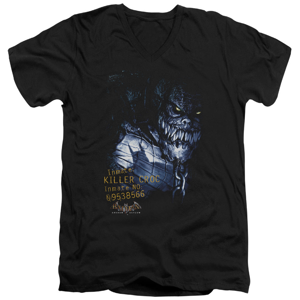 Batman Aa - Arkham Killer Croc - Short Sleeve Adult V-neck - Black T-shirt