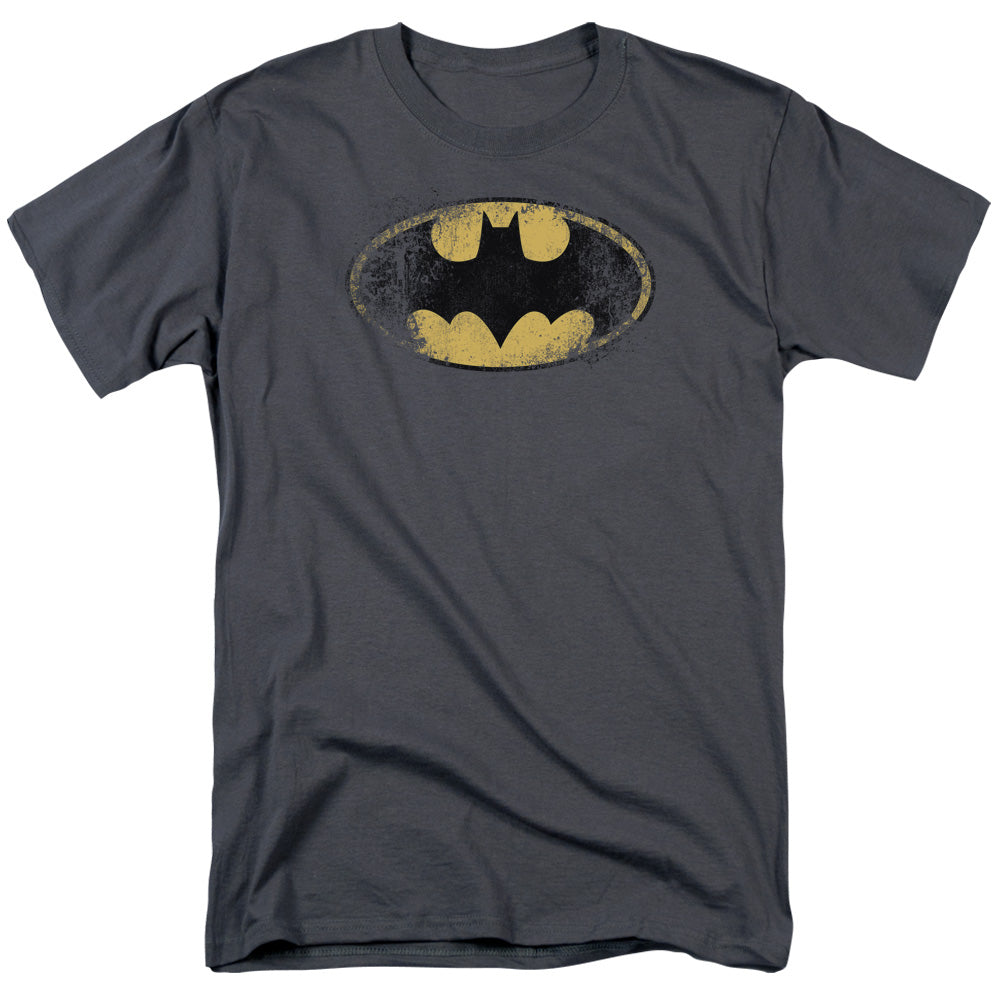 Batman - Destroyed Logo - Short Sleeve Adult 18/1 - Charcoal T-shirt