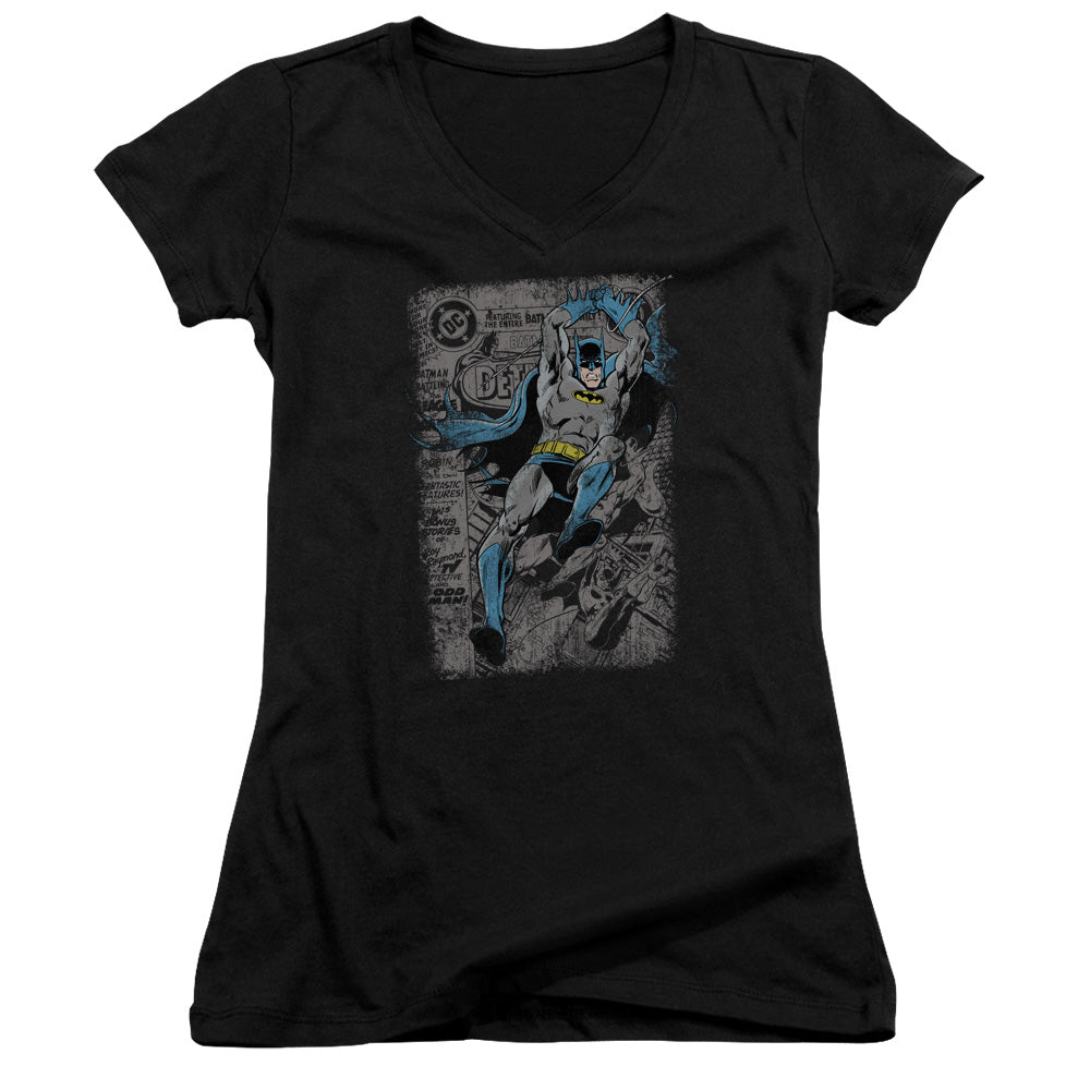 Batman - Detective #487 Distress - Junior V-neck - Black