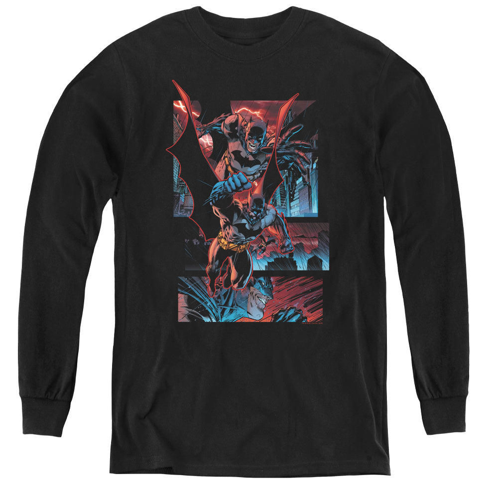 Batman - Dark Knight Panels - Youth Long Sleeve Tee - Black