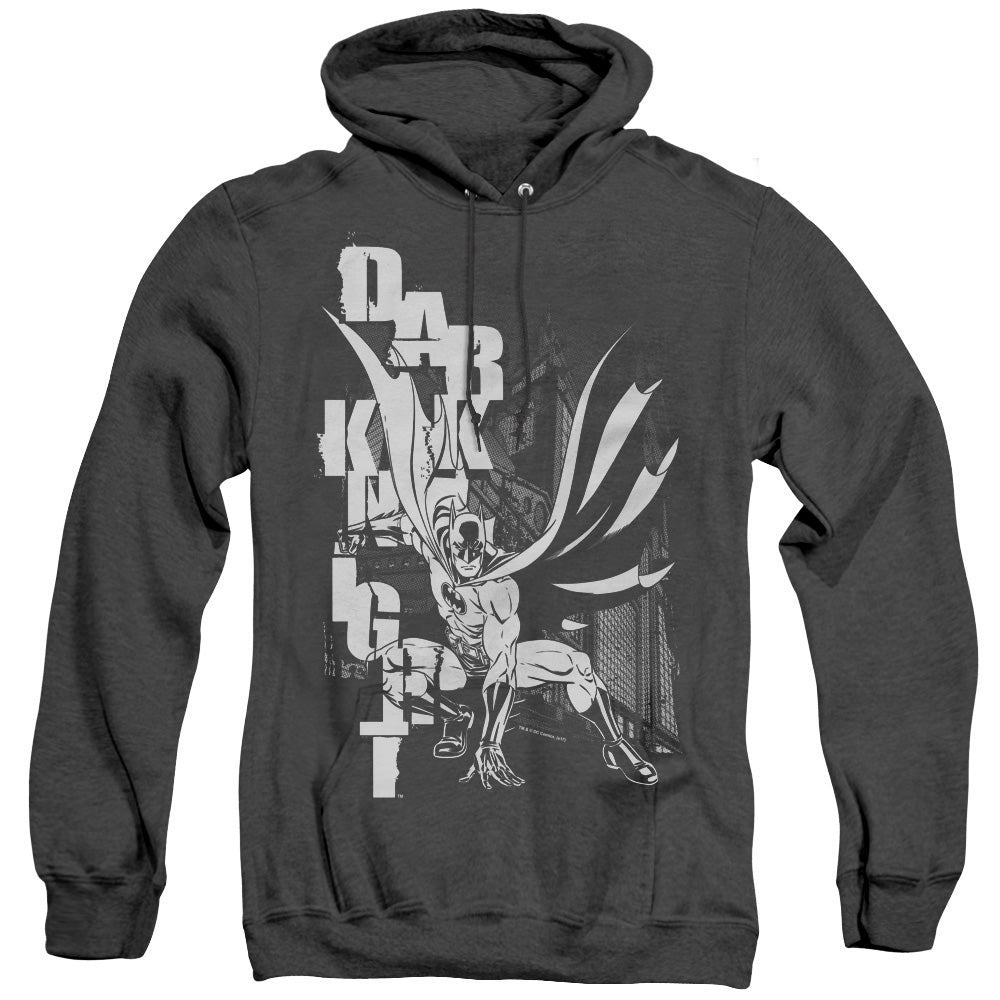 Batman - Vertical Letters - Adult Heather Hoodie - Black