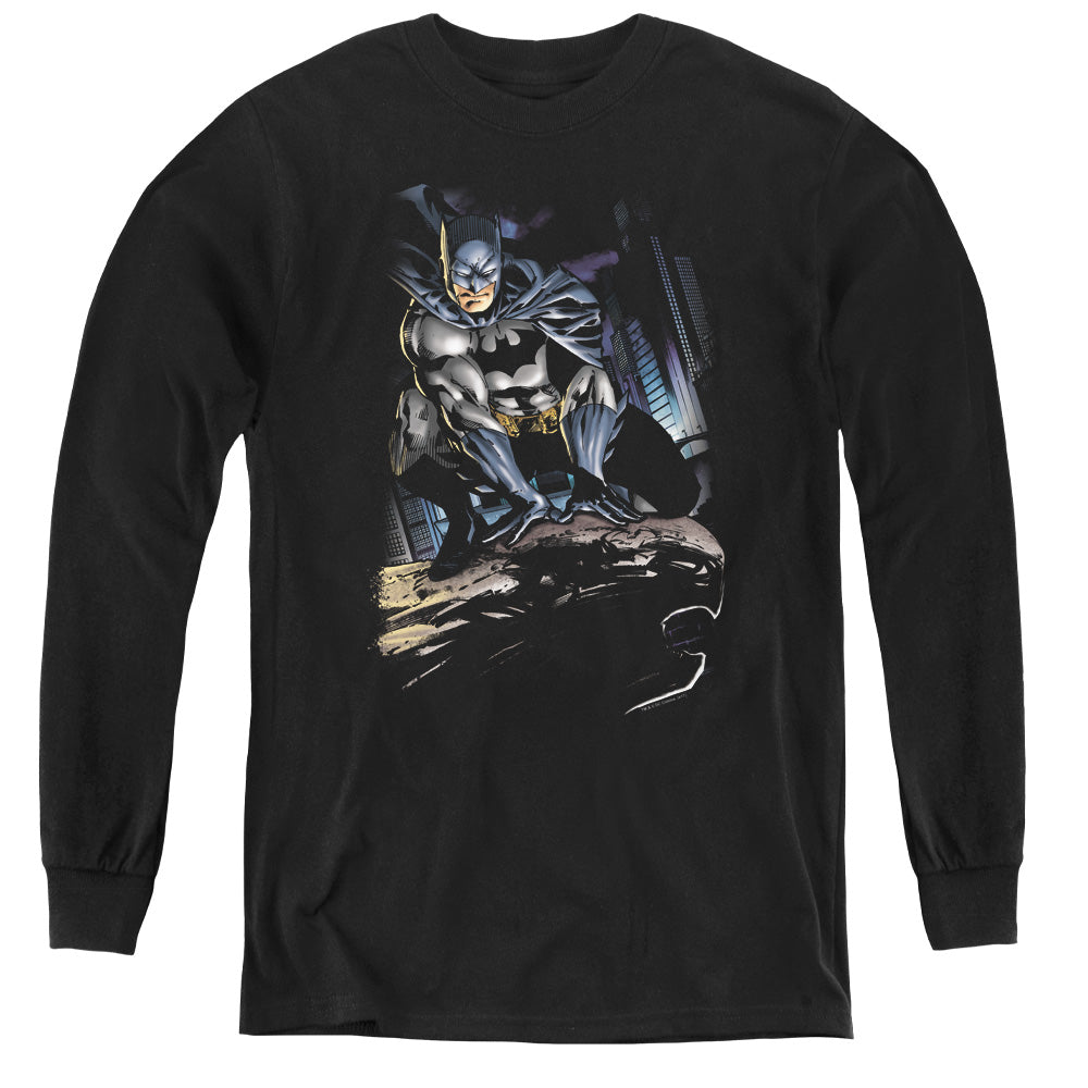 Batman - Perched - Youth Long Sleeve Tee - Black