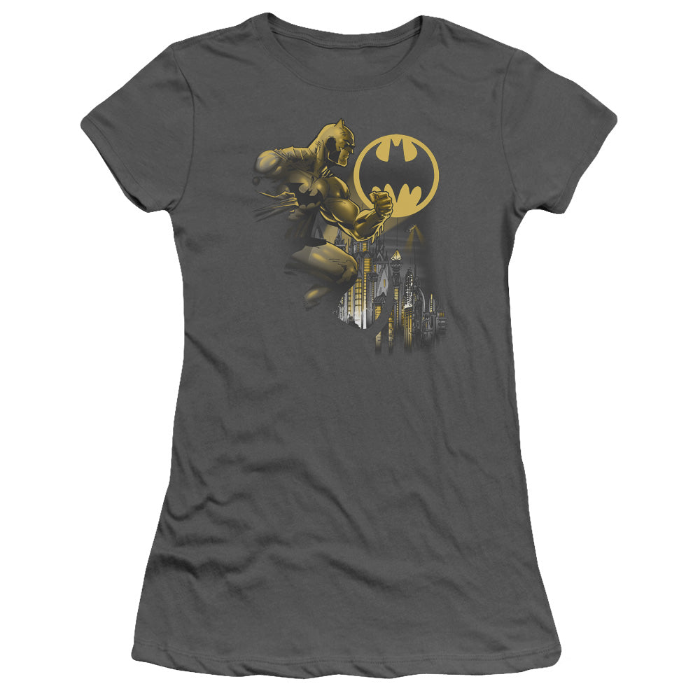 Batman - Bat Signal - Short Sleeve Junior Sheer - Charcoal T-shirt