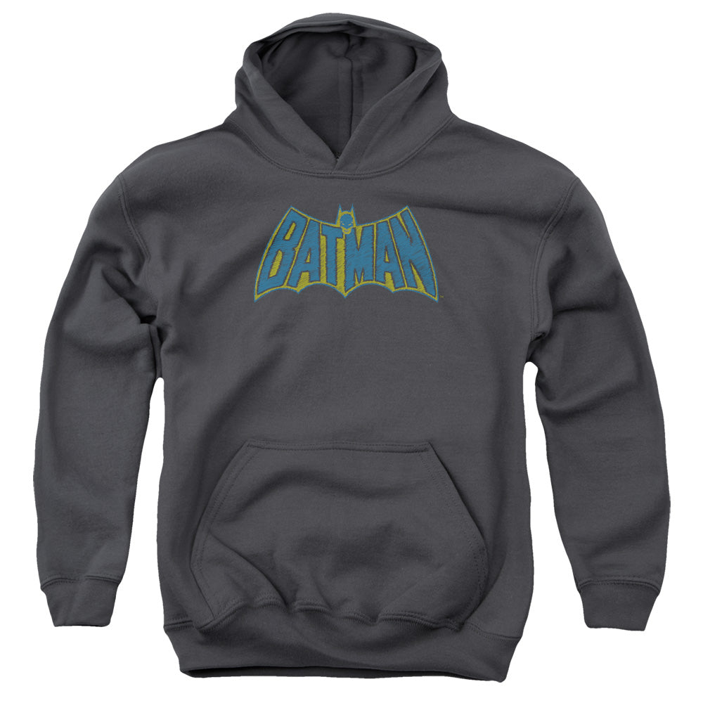 Batman - Sketch Logo - Youth Pull-over Hoodie - Charcoal