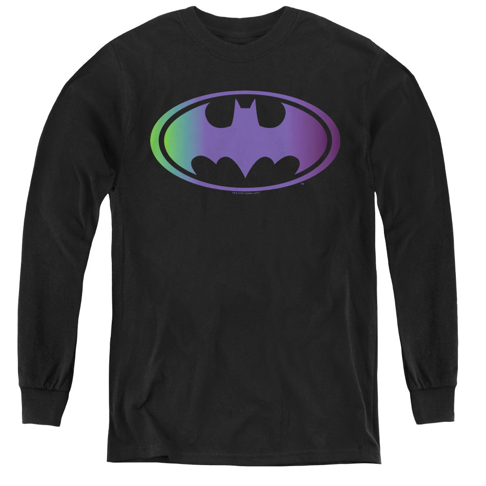 Batman - Gradient Bat Logo - Youth Long Sleeve Tee - Black