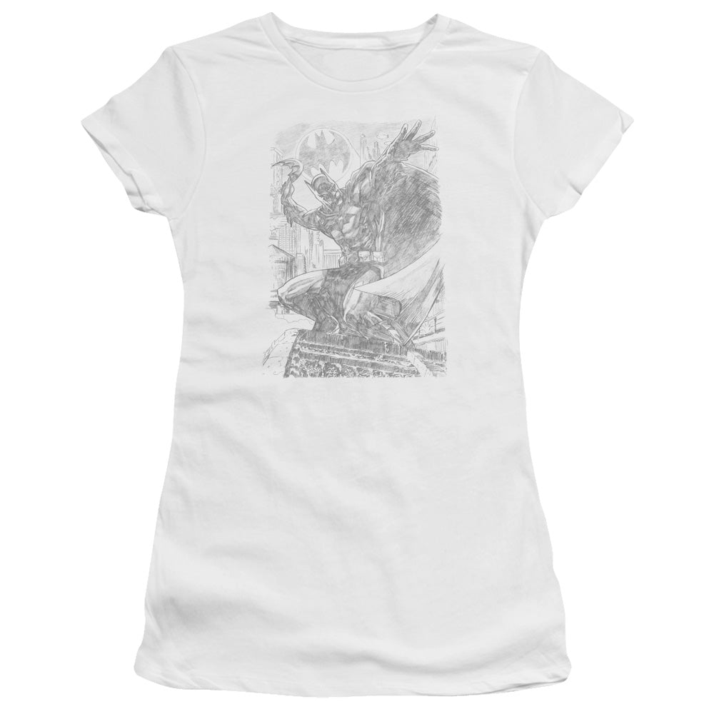 Batman - Pencil Batarang Throw - Short Sleeve Junior Sheer - White T-shirt