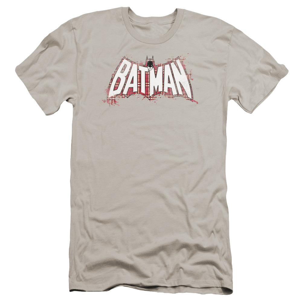 Batman - Plaid Splat Logo-premuim Canvas Adult Slim Fit 30/1 - Silver