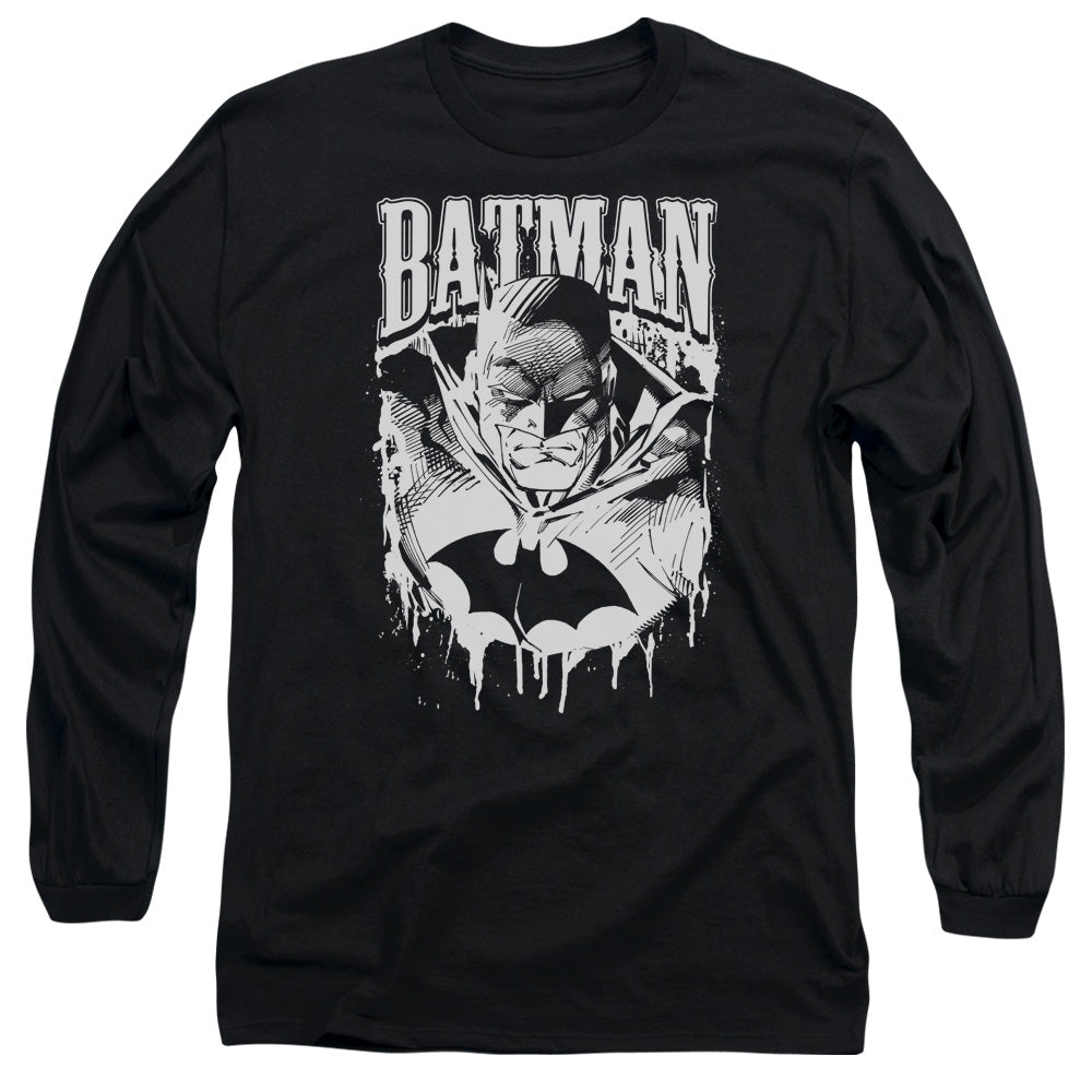Batman - Bat Metal - Long Sleeve Adult 18/1 - Black T-shirt