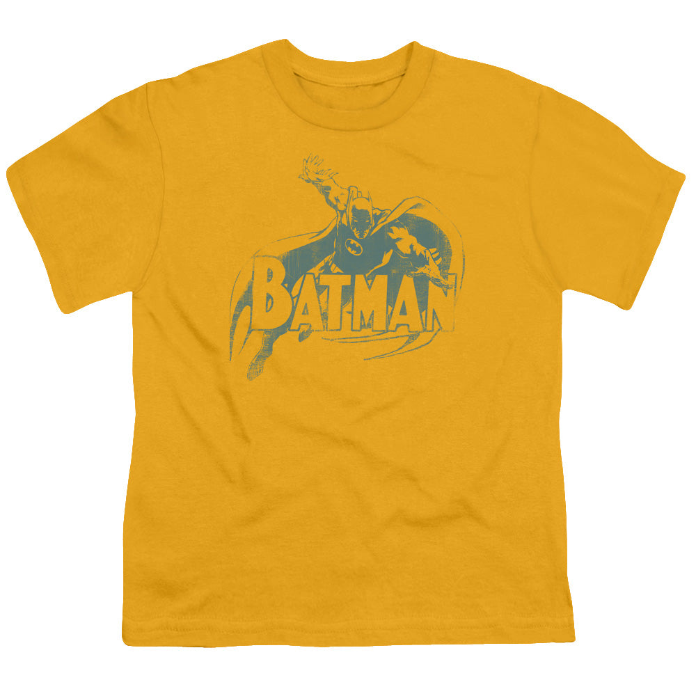 Batman - Heres Batman - Short Sleeve Youth 18/1 - Gold T-shirt