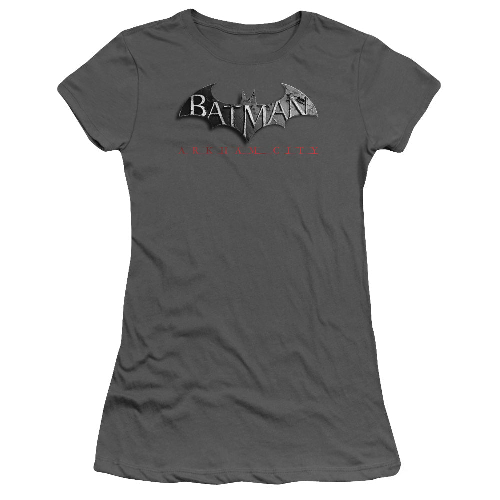 ARKHAM CITY LOGO - S/S JUNIOR SHEER - CHARCOAL T-Shirt