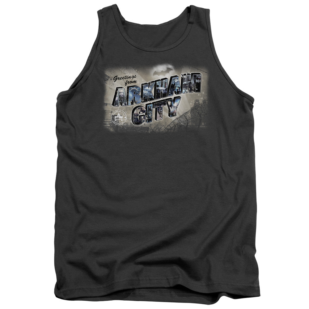 Arkham City - Greetings From Arkham - Adult Tank - Charcoal