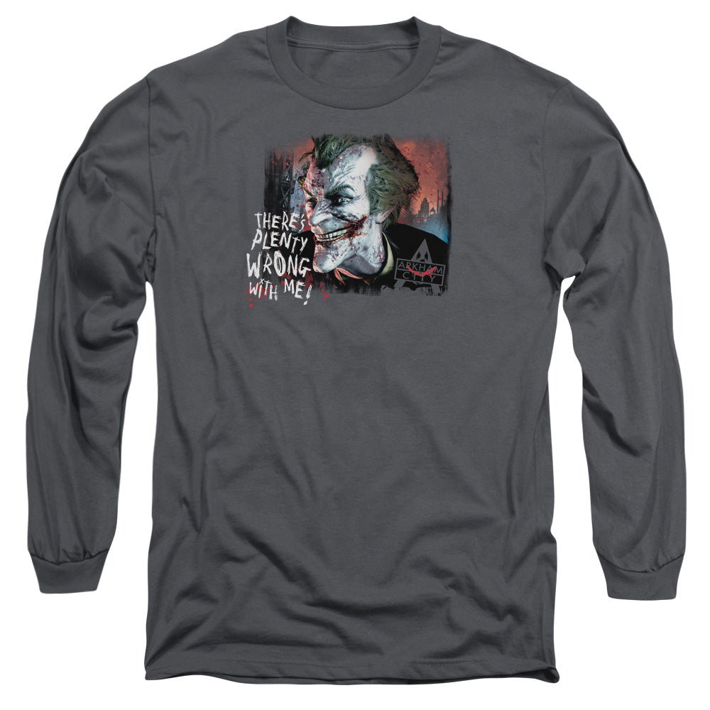 Arkham City - Plenty Wrong - Long Sleeve Adult 18/1 - Charcoal T-shirt