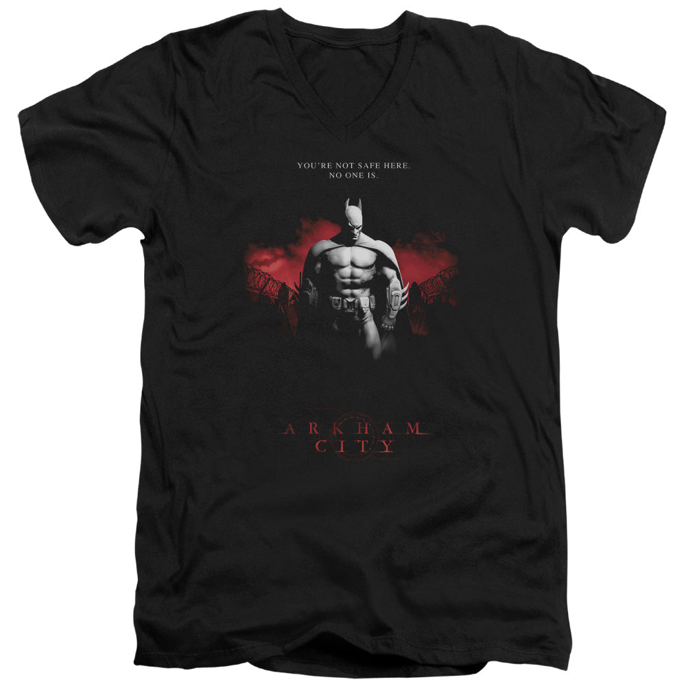 Arkham City - Standing Strong - Short Sleeve Adult V-neck - Black T-shirt