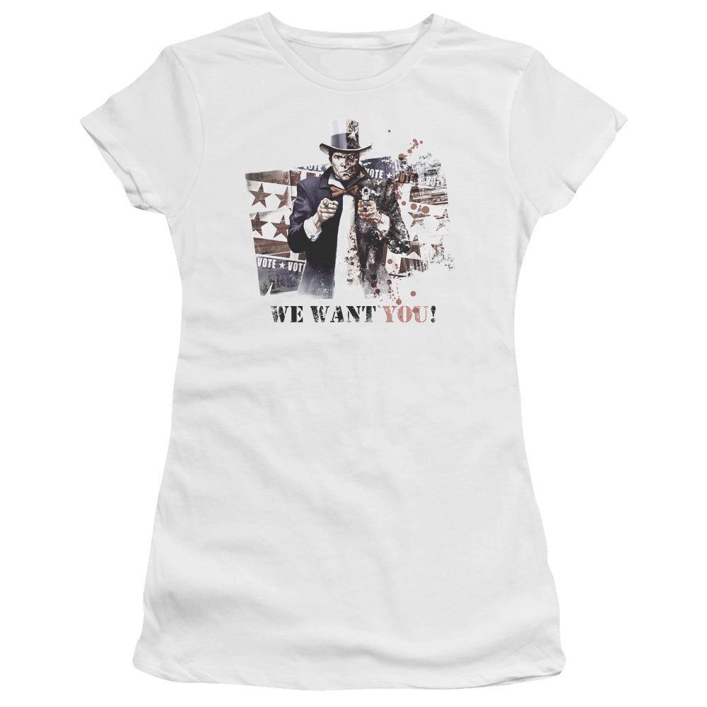 Arkham City - We Want You - Short Sleeve Junior Sheer - White T-shirt