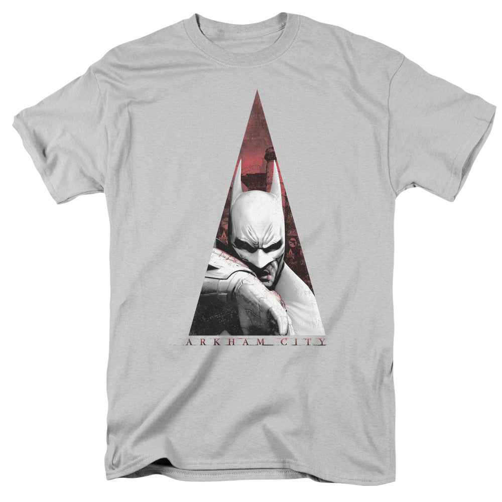 Arkham City - Bat Triangle - Short Sleeve Adult 18/1 - Silver T-shirt