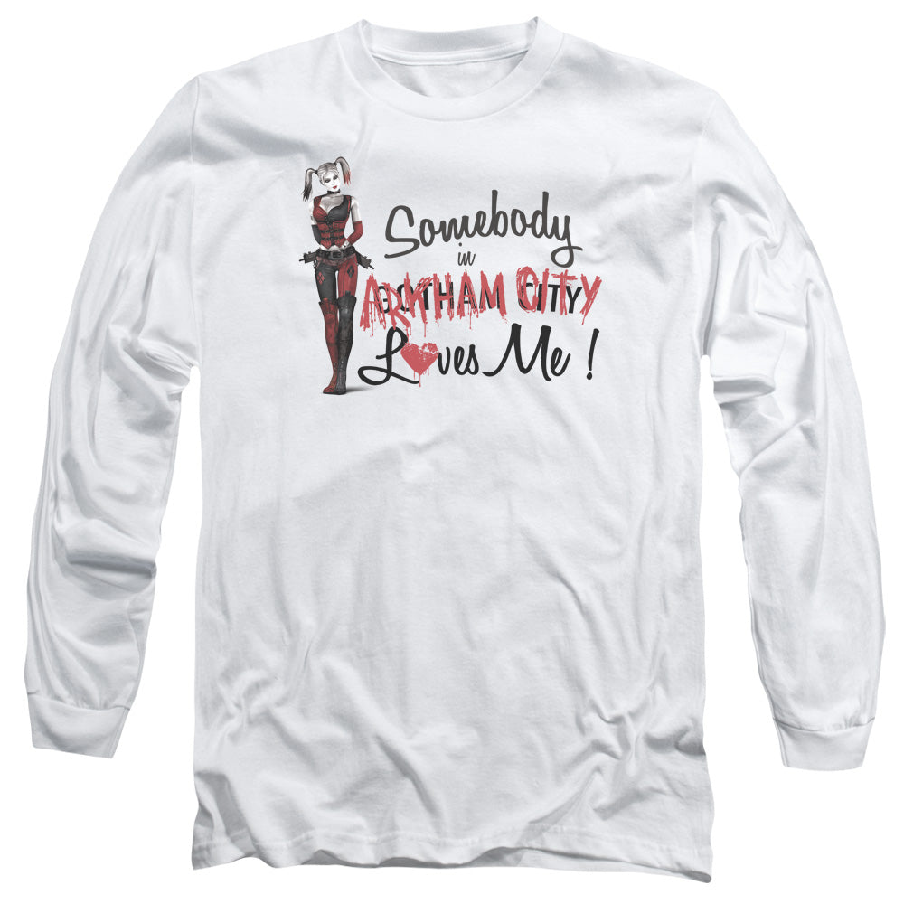 Arkham City - Somebody Loves Me - Long Sleeve Adult 18/1 - White T-shirt