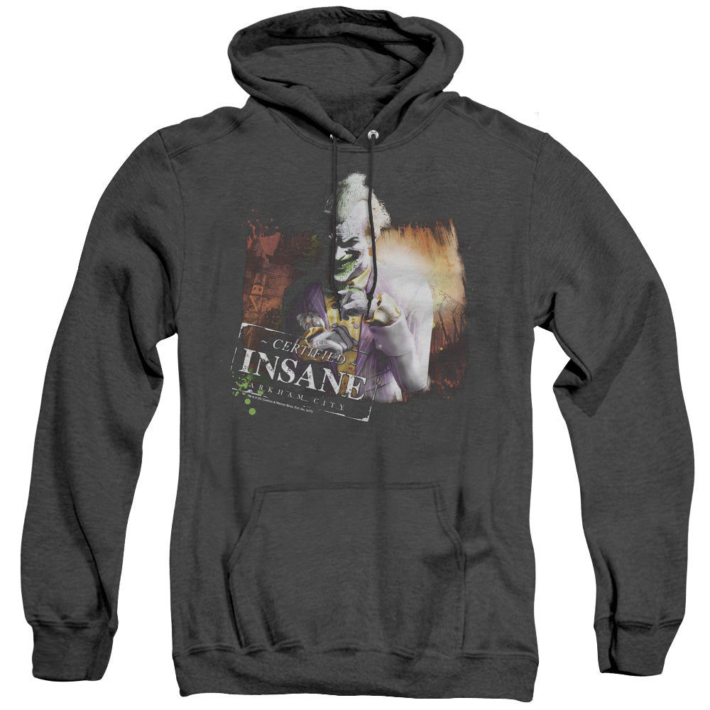 Arkham City - Certified Insane - Adult Heather Hoodie - Black
