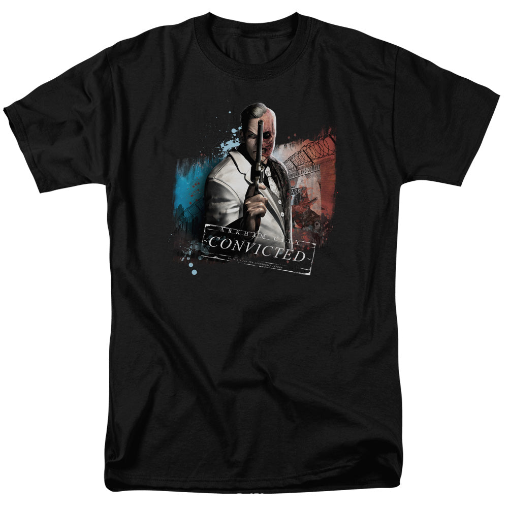 Arkham City - Two Face - Short Sleeve Adult 18/1 - Black T-shirt