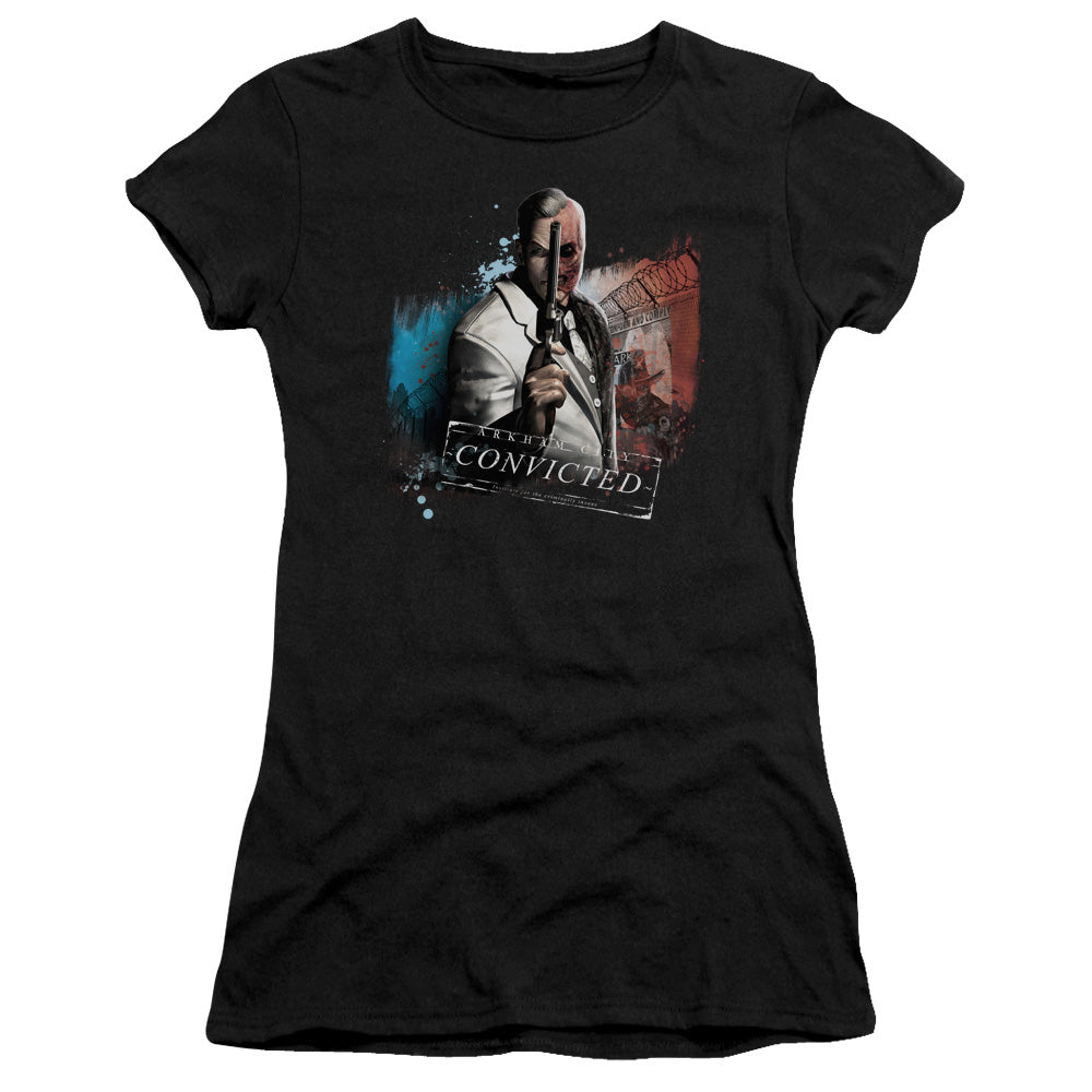 Arkham City - Two Face - Short Sleeve Junior Sheer - Black T-shirt