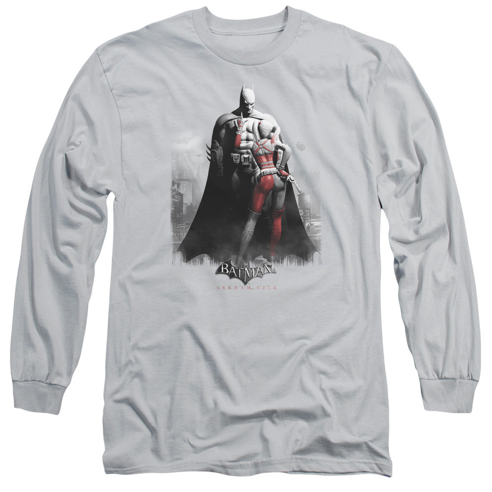 Arkham City - Harley And Bats - Long Sleeve Adult 18/1 - Silver T-shirt