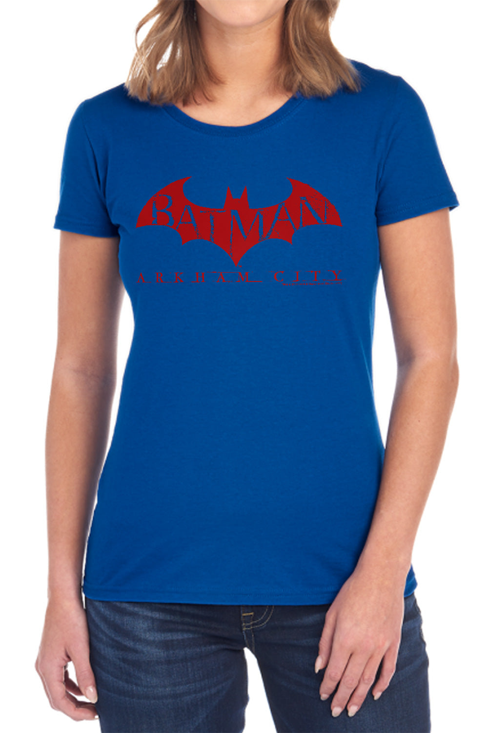 Arkham City - Red Bat - Short Sleeve Womens Tee - Black T-shirt