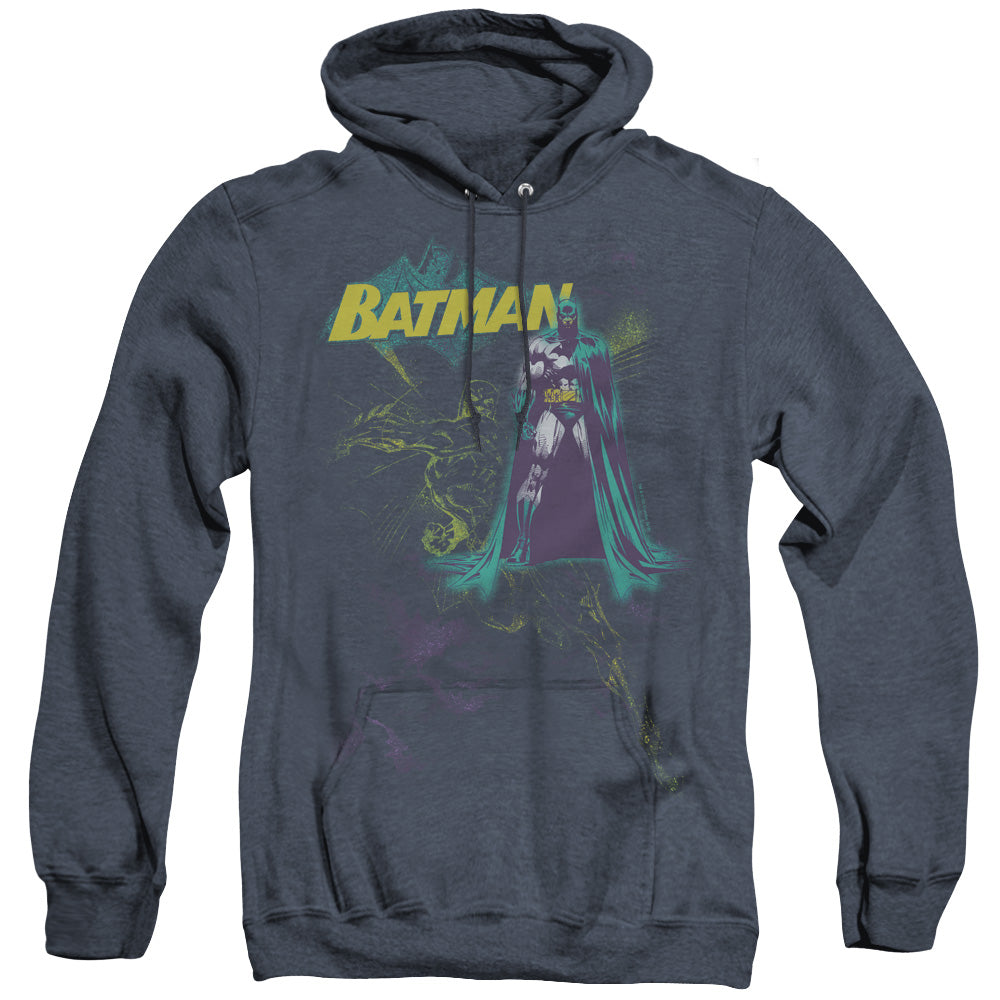 Batman - Bat Spray - Adult Heather Hoodie - Navy