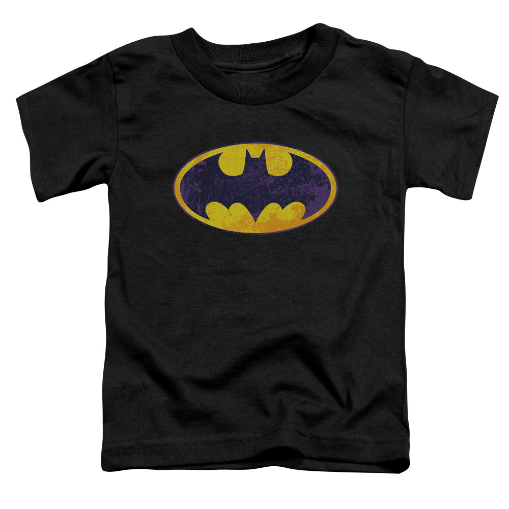 Batman - Bm Neon Distress Logo - Short Sleeve Toddler Tee - Black T-shirt