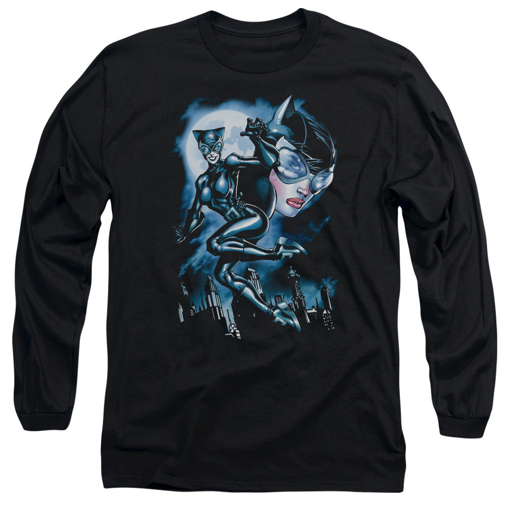 Batman - Moonlight Cat - Long Sleeve Adult 18/1 - Black T-shirt
