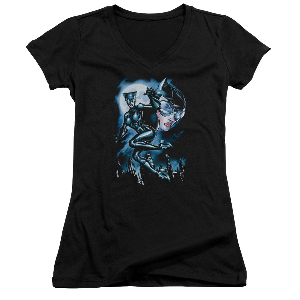 Batman Moonlight Cat - Junior V-neck - Black