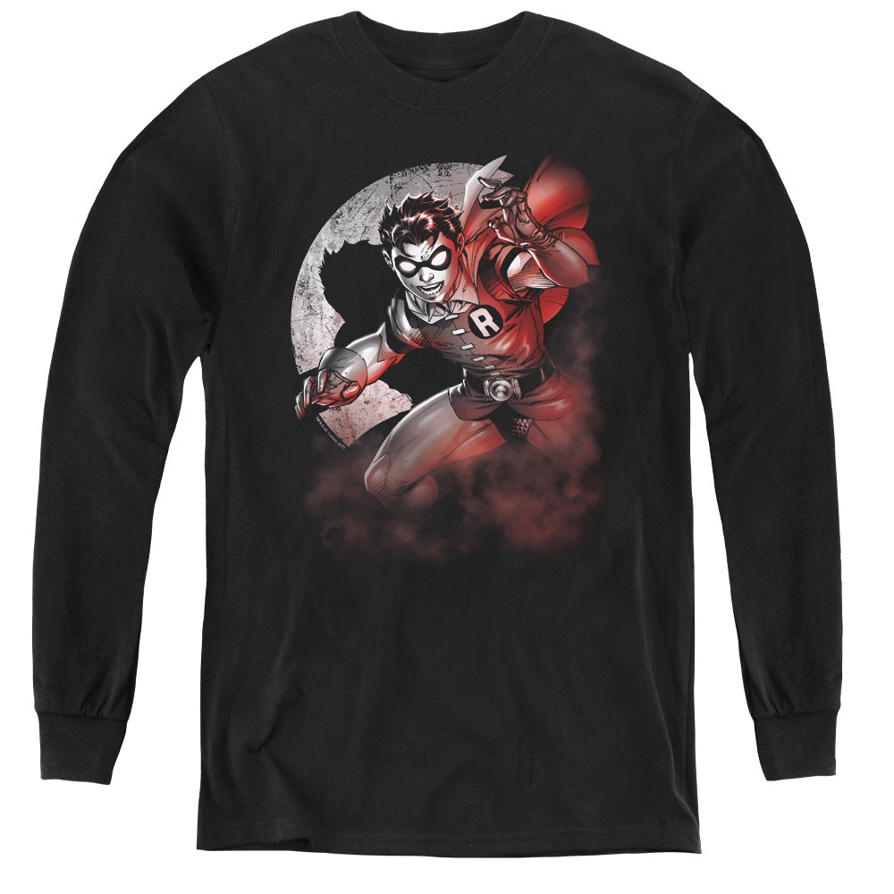 Batman - Robin Spotlight - Youth Long Sleeve Tee - Black