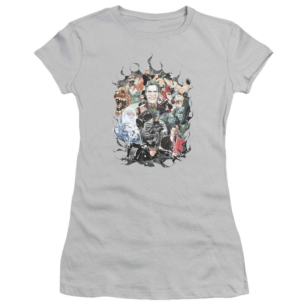 Batman - Cape Of Villians - Short Sleeve Junior Sheer - Silver T-shirt