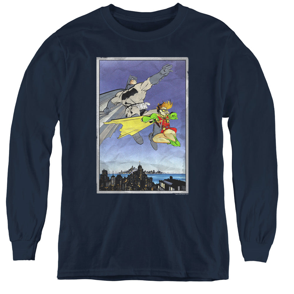 Batman - Dkr Duo - Youth Long Sleeve Tee - Navy