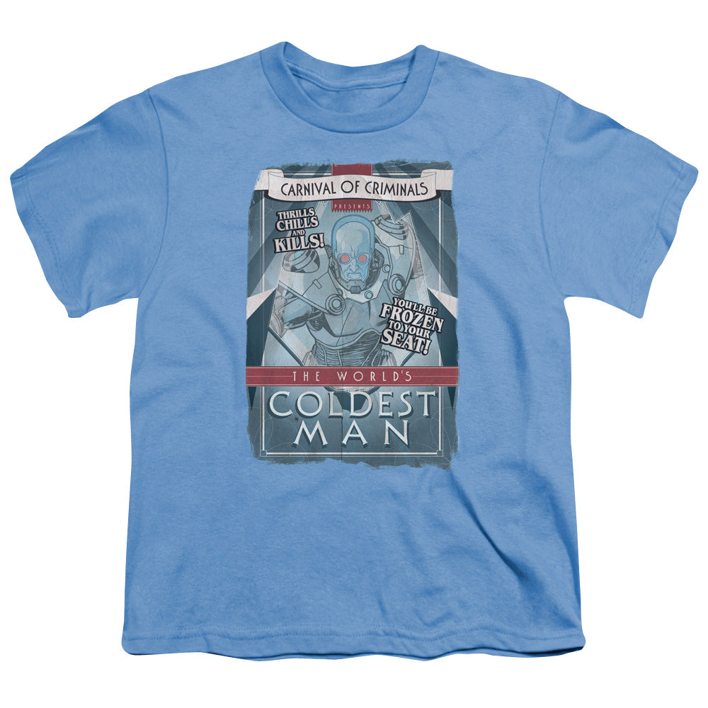 Batman - Coldest Man - Short Sleeve Youth 18/1 - Carolina Blue T-shirt
