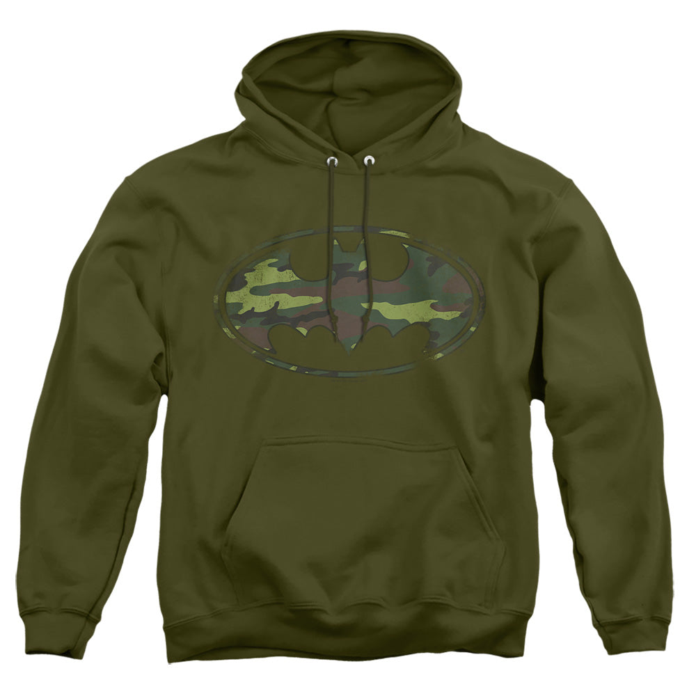 Batman - Distressed Camo Shield - Adult Pull-over Hoodie - Military Green