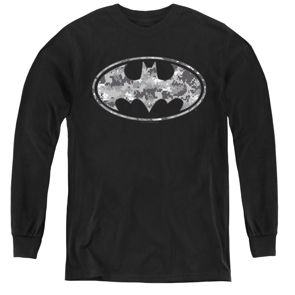Batman Urban Camo Shield - Youth Long Sleeve Tee - Black
