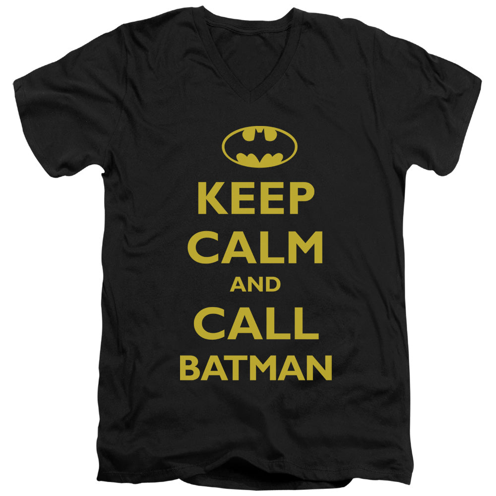 Batman - Call Batman - Short Sleeve Adult V-neck - Black T-shirt