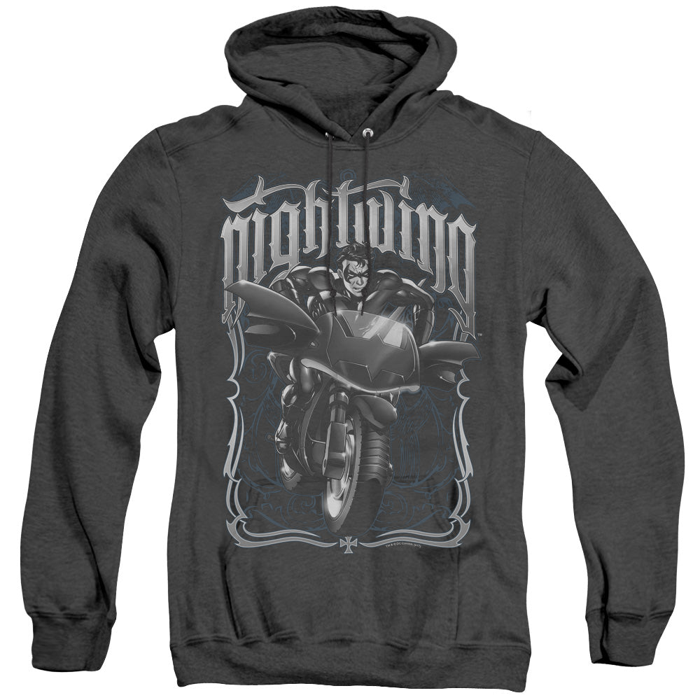 Batman - Nightwing Biker - Adult Heather Hoodie - Black